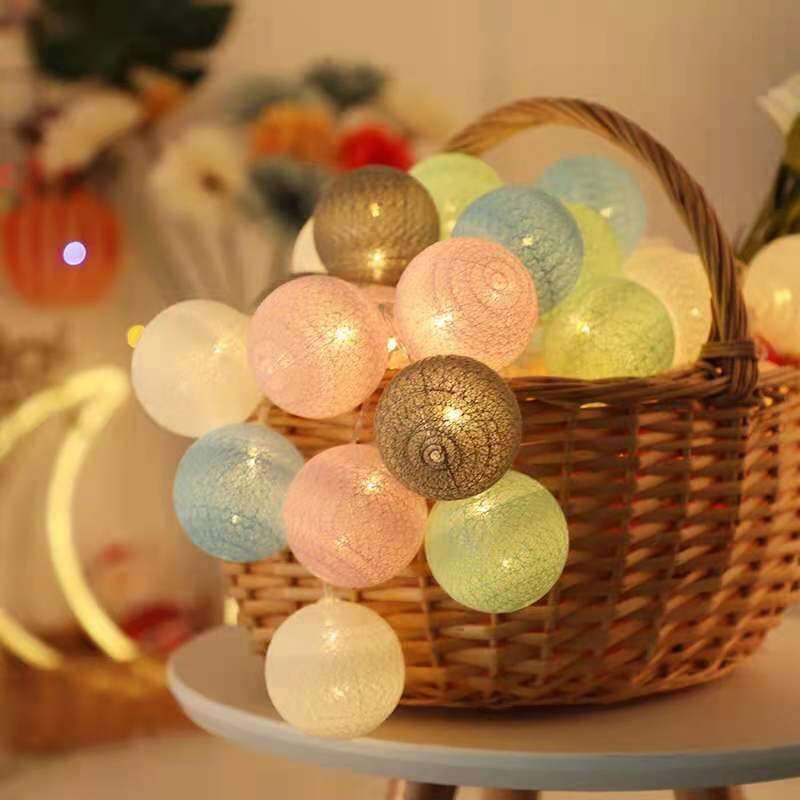 LED cotton thread ball light string festive decoration string light children's bedroom atmosphere rattan ball colored light