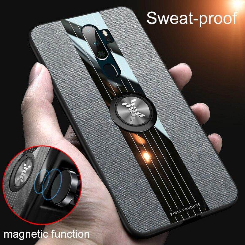 For OPPO A9 2020 A5 2020 Phone Case Soft Silicone Finger Ring Holder Fabric Cloth Back Cover For OPPO A11X Fundas