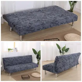 Fortunet Solid Colour Armless Sofa Bed Cover Modern Stretch Fortunet Solid Colour Armless Sofa Bed