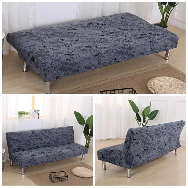 Outflety Solid Colour Armless Sofa Bed Cover 3 Seater Anti Pet Solid Colour Armless Sofa Bed Cover