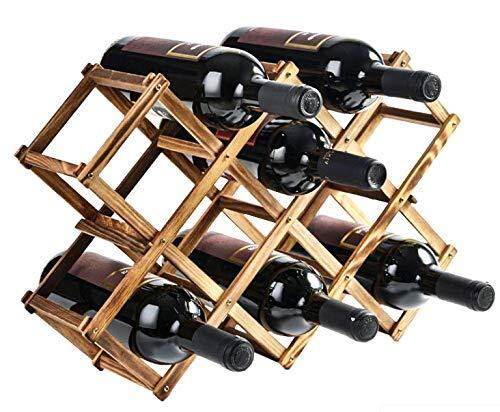 10-Bottle Foldable Wood Wine Rack Wine Holder Storage Display Stand Wood Wine Bottle Rack Organizer