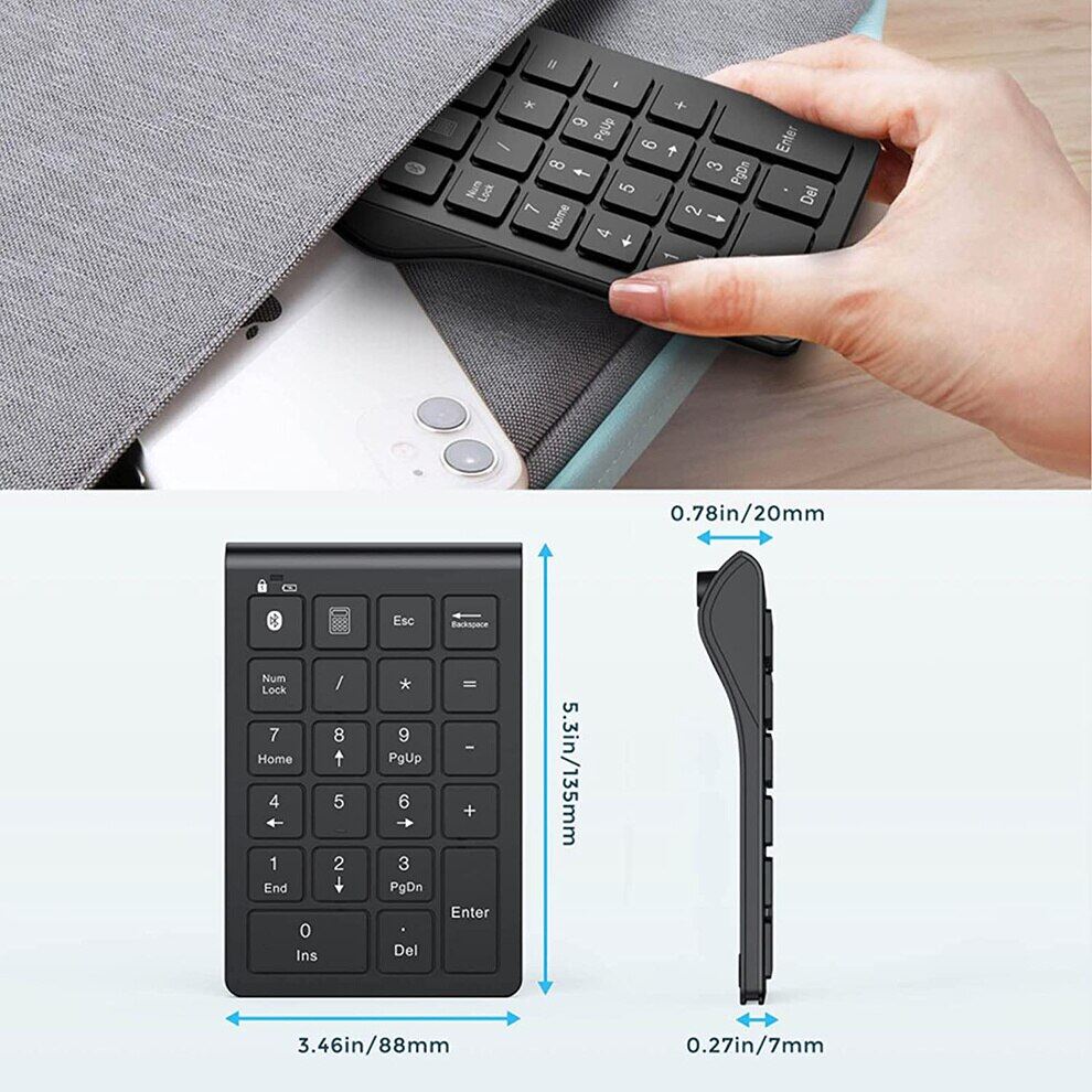 JOMAA Bàn Phím Số Bluetooth Bàn Phím Số Bluetooth Có Thể Sạc Lại Bàn Phím Số Không Dây 22 Phím Bàn Phím Số Ngoài Cho Mac Cho iPad Máy Tính Xách Tay Bàn Phím Kỹ Thuật Số