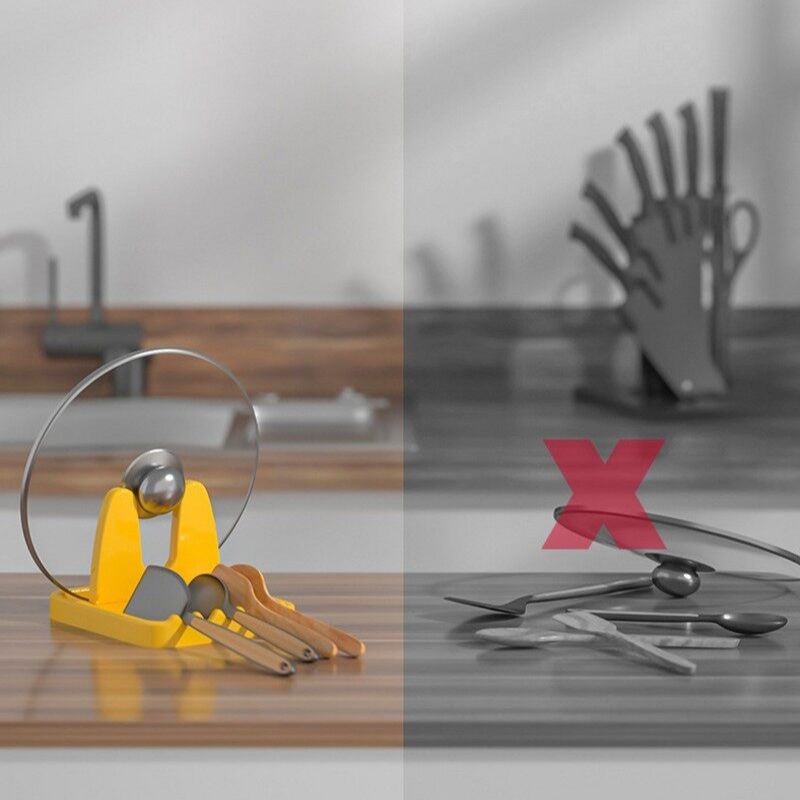 Polocat Household Vertical Foldable Lid Rack PP Desktop Multi-function Kitchen Rack Soup Spoon Spatula Storage Rack