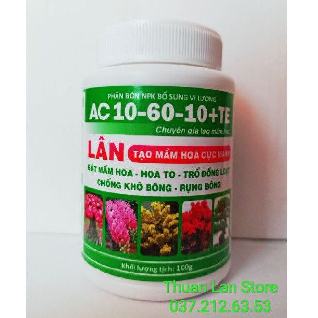 Phân bón npk vi lượng kích hoa ac 10-60-10+te chuyên gia tạo mầm hoa hũ 100g