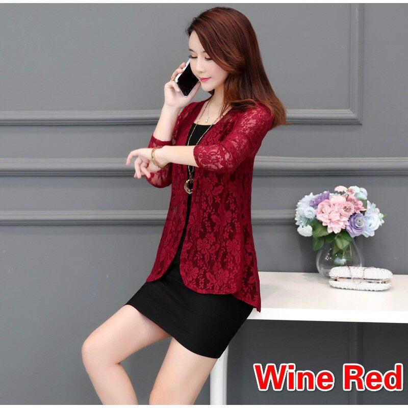 5-Colours Women Lace Shawl Light Thin Sunscreen Chiffon Coat Lady Outerwear