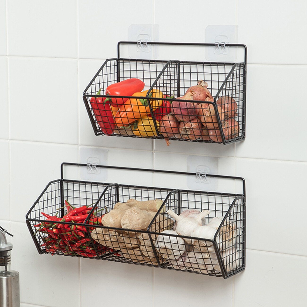 CNMF Onion, ginger and garlic storage basket kitchen wall-mounted spice rack