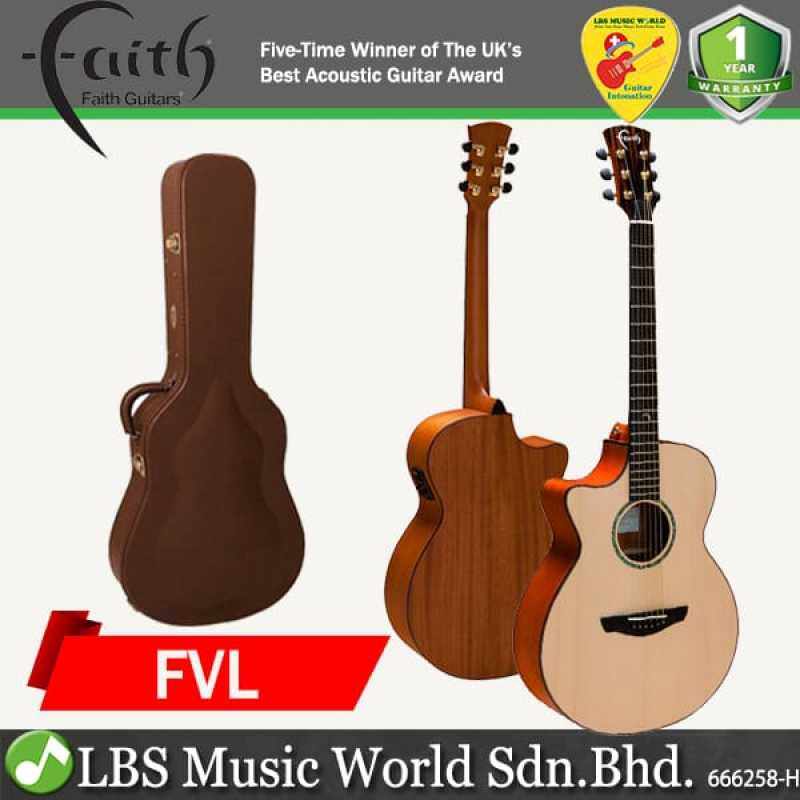 Faith FVL Natural Venus Cutaway Full Solid Acoustic Electric Guitar Lefthanded Pickup with Case Malaysia