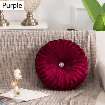Round Throw Pillow European Solid Color Pumpkin Plush Cushion