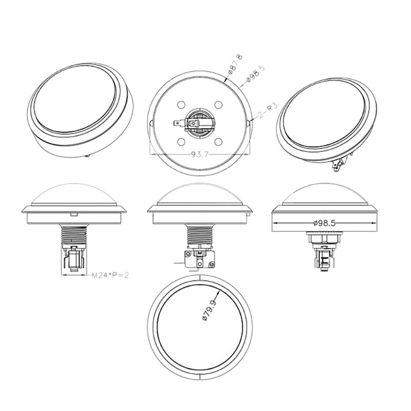 1 Cái Nút Ấn Tròn Lớn 100Mm, LED Với Microswitch, Dành Cho Máy Chơi Game Arcade Tự Làm