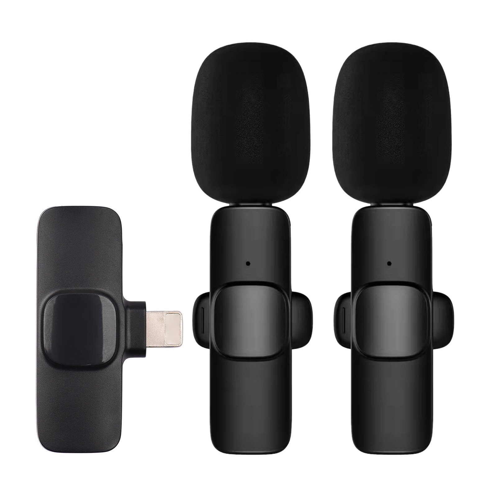 Vieline- Mini Wireless Clip-on Lavalier Microphone Omnidirectional Mic 2 Trans-mitter 1 Receiver with Wind Muff Type-C Port Replacement for Android Smartphone Live St-ream Interview Recording Video Conference Online Teaching