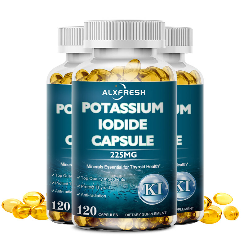 Potassium Iodide Supplement 225 mg 120 Capsule Dietary Thyroid