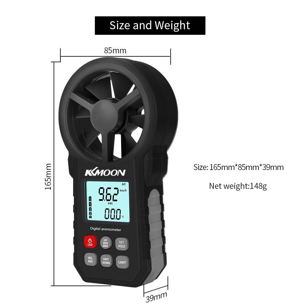 KKMOON Handheld Anemometer Portable Wind Speed Meter CFM Meter Wind Gauge with LCD Backlight for Weather Data Collection Outdoors Sailing Surfing Fishing