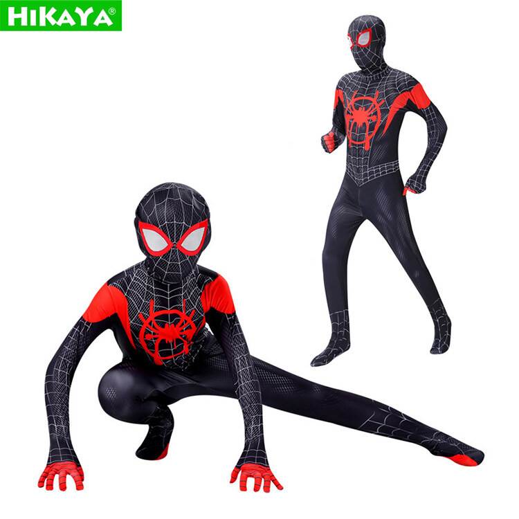 HIKAYA spiderman costume for adults, men spidersuit, Miles cosplay ...