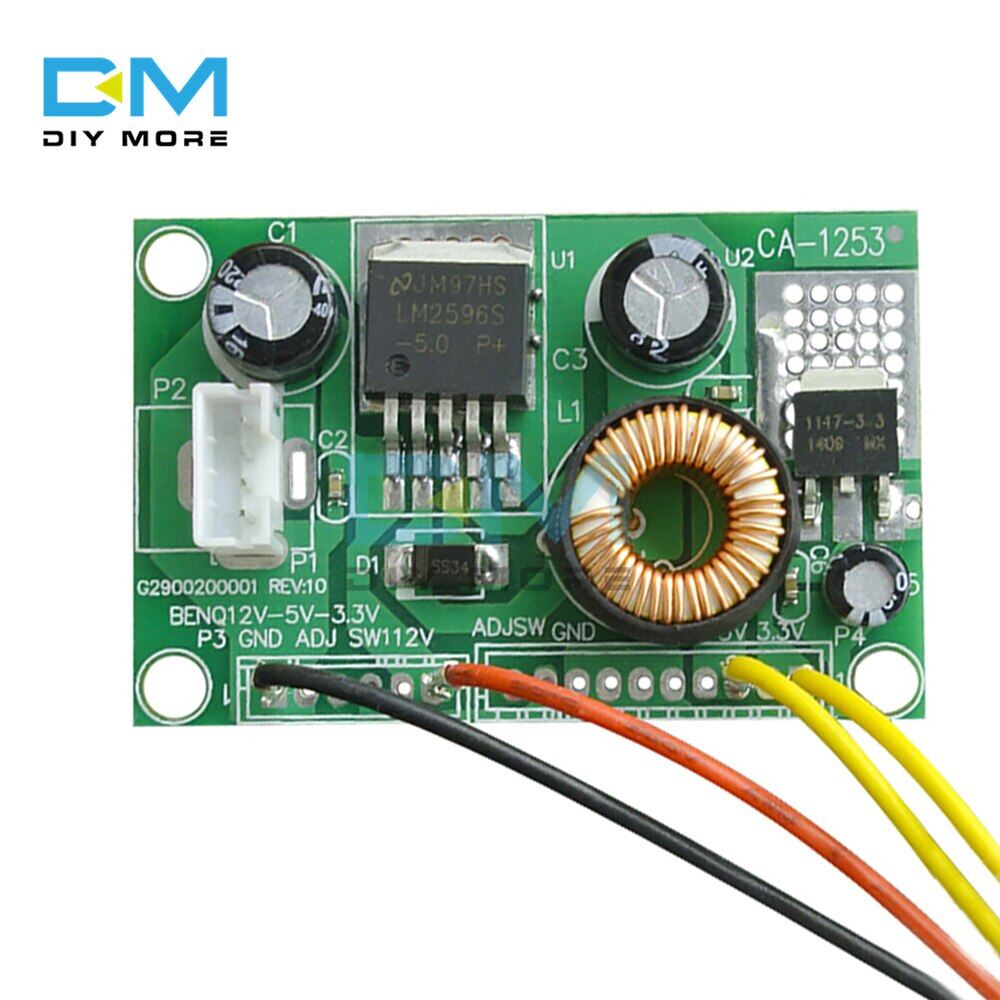 [100% original] diymore CA-1253 12V to 5V to 3.3V DC-DC Step-Down Module LCD Power Supply Board Voltage Conversion Module with Wire