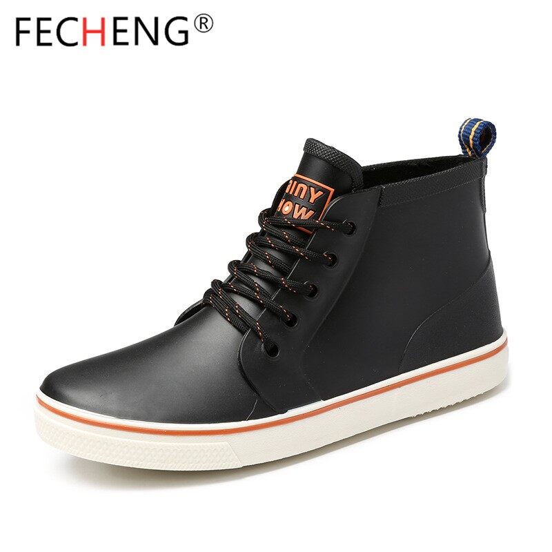 Men Rainboots Slip Water Shoes Fishing Boots Short Rubber Rain