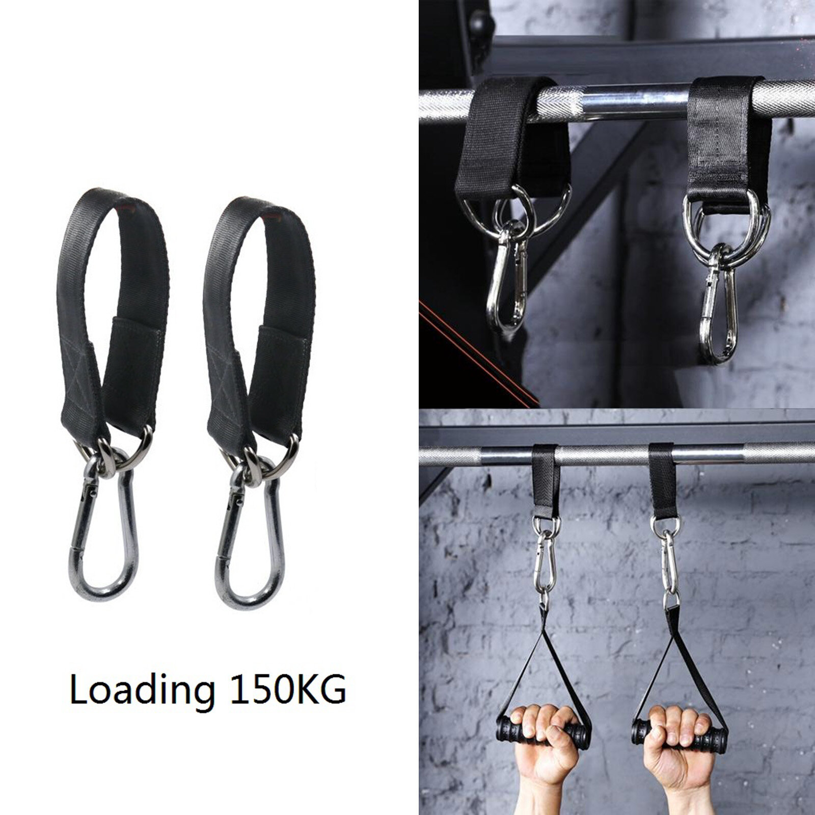 WDAir 150kg Swing Hanging Straps Kit Gym Hanging Strap Webbing W/ D-ring Hooks