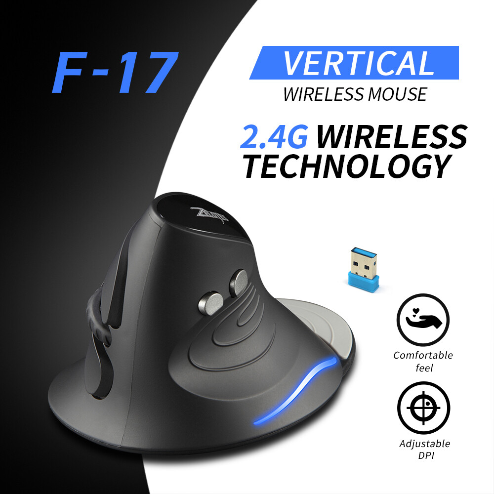 Bo yin zelotes f-17 vertical mouse 2.4ghz wireless gaming mouse 6 keys ergonomic optical mice with 3 adjustable dpi for pc laptop