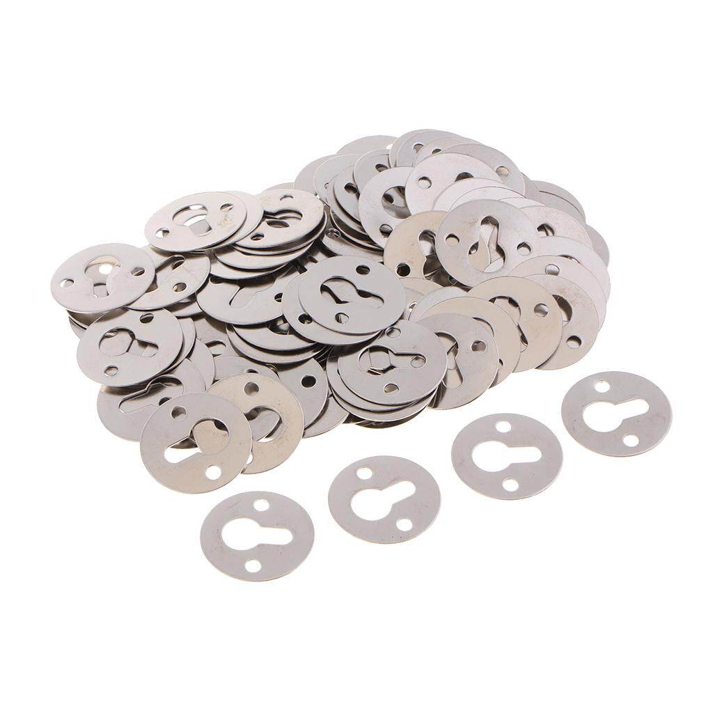 100 Pieces Metal Round Type Keyhole Shelf Brackets Hangers for Picture Frame Hanging Silver Tone