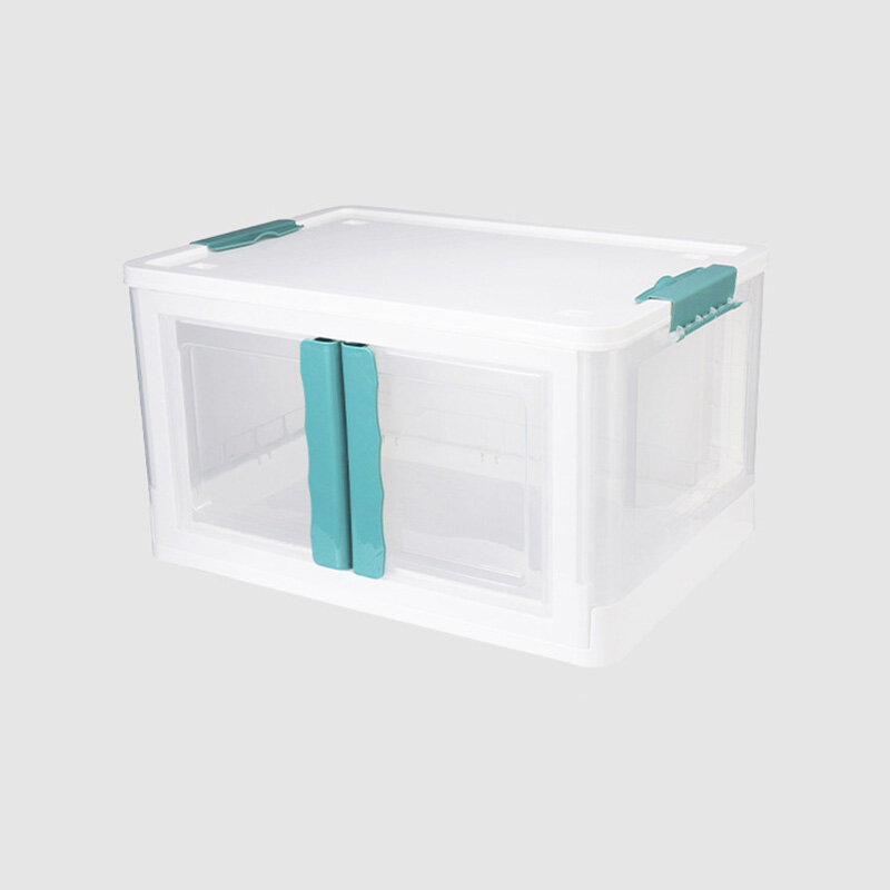 Storage box household plastic clothes wardrobe storage box transparent belt cover foldable children's toy storage box