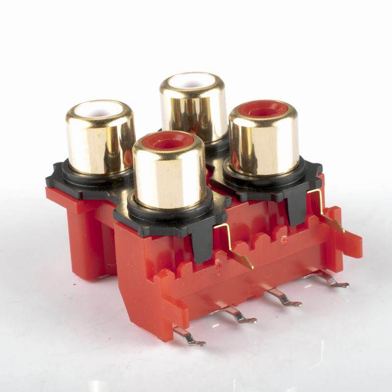 2 Cái, Giắc Cắm Âm Thanh Nổi AV Màu Vàng 4 RCA Cái Đầu Nối