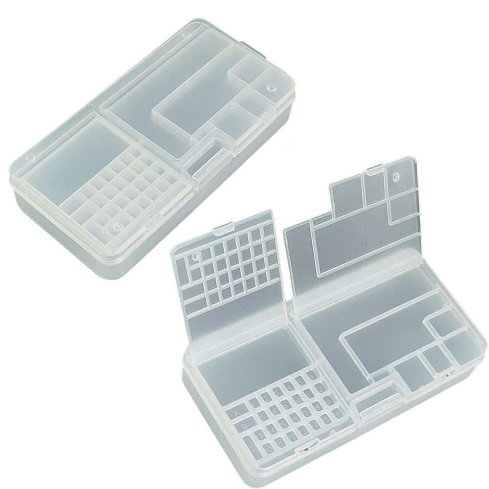 2Pcs Transparent Rectangle Plastic Storage Box Screw Holder Case Organizer Container Tool Box