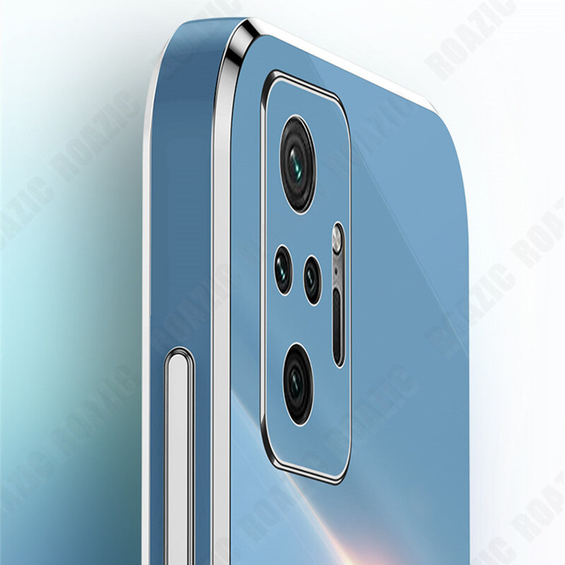ROAZIC Dành Cho Xiaomi Redmi Note 10 5G Note 10 4G Note 10S Note 10 Pro Note 10 Pro Max Ốp Điện Thoại [Giá Đỡ Nhẫn Miễn Phí] Vỏ Bóng Cạnh Mạ Điện Thẳng Ốp Lưng TPU Mềm Chống Rơi