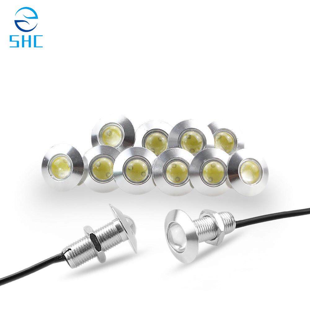 SHC 1 Pcs Ultra Tipis Diameter 23 Mm Mobil LED Mata Elang Lampu Siang Hari Lampu Yang Menyala DRL (Kuning Perak Shell)
