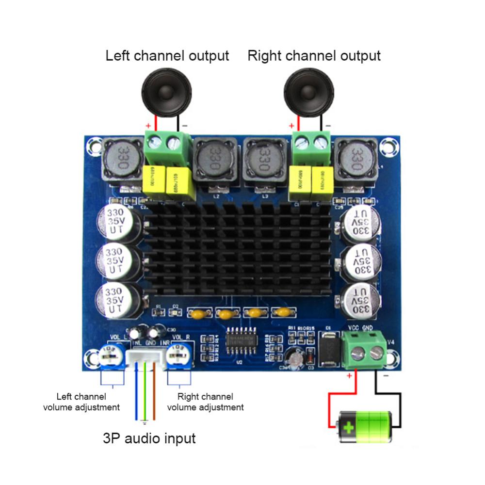 XH-M543 120Wx2 Digital Dual Channel Amplifier Board Stereo Audio Speaker Module