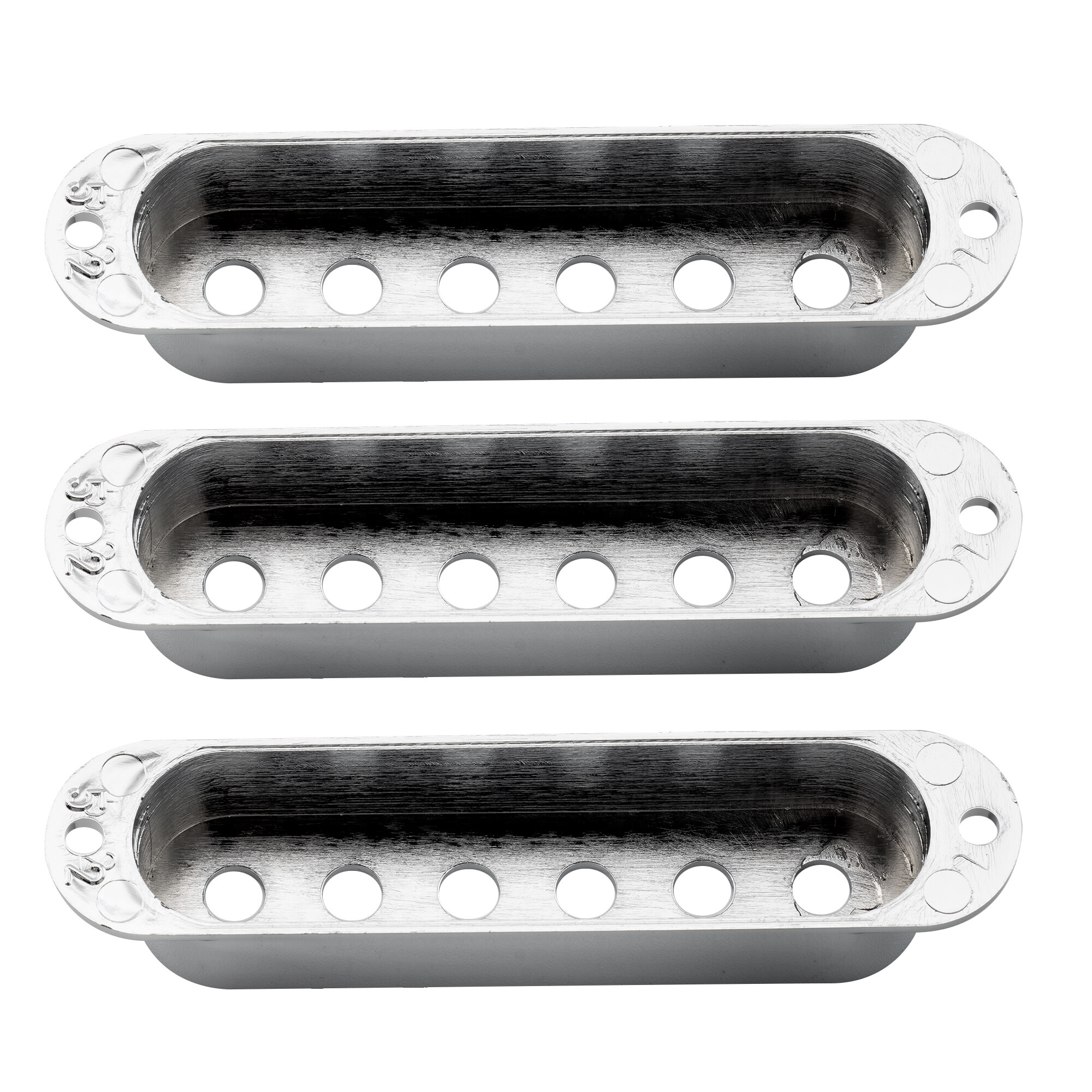 Musiclily Basic 52mm Plastic Strat Style Guitar Single Coil Pickup Covers Set, Chrome (Set of 3)