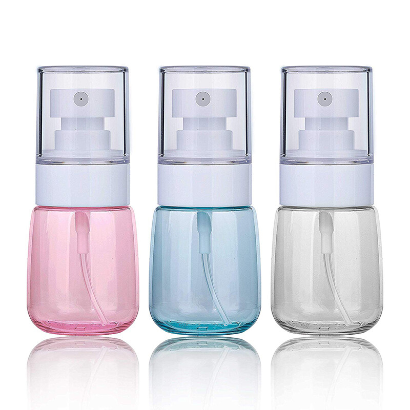 【ZNBY】Fine Mist Spray Bottle Refillable Travel Clear Container, Plastic Empty Makeup Water Bottles Sprayer with Air Press Pump 30ml for Toiletry Cosmetic Skincare Cleaning