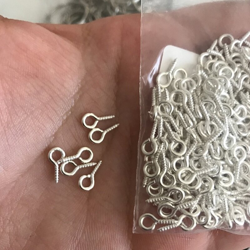 300Pcs 8mm/10mm Mini Screw Eye Pins for DIY Jewelry Making Pearl Beads Eyepins Hooks Eyelets Screw Clasps Hooks for Pendant Jewelry Findings