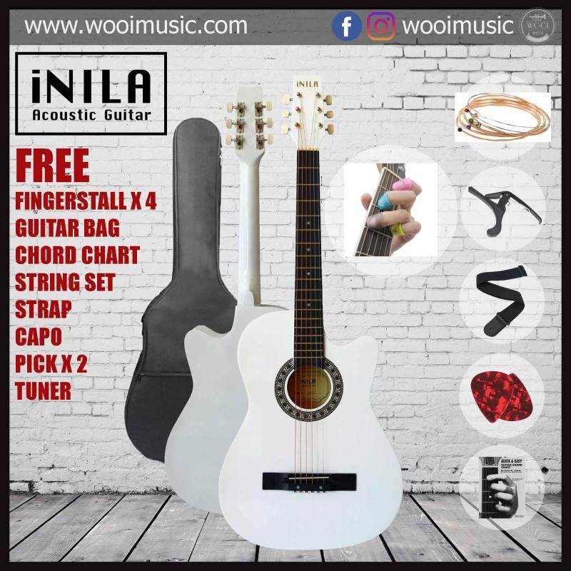 iNILA i38C Acoustic Guitar 38 Pack A - White (FREE bag, strap, pick, capo, string, chord chard, finger tip) Malaysia