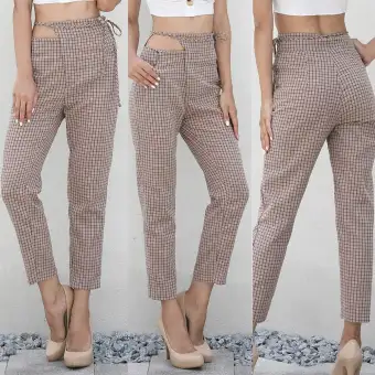 plaid ladies trousers