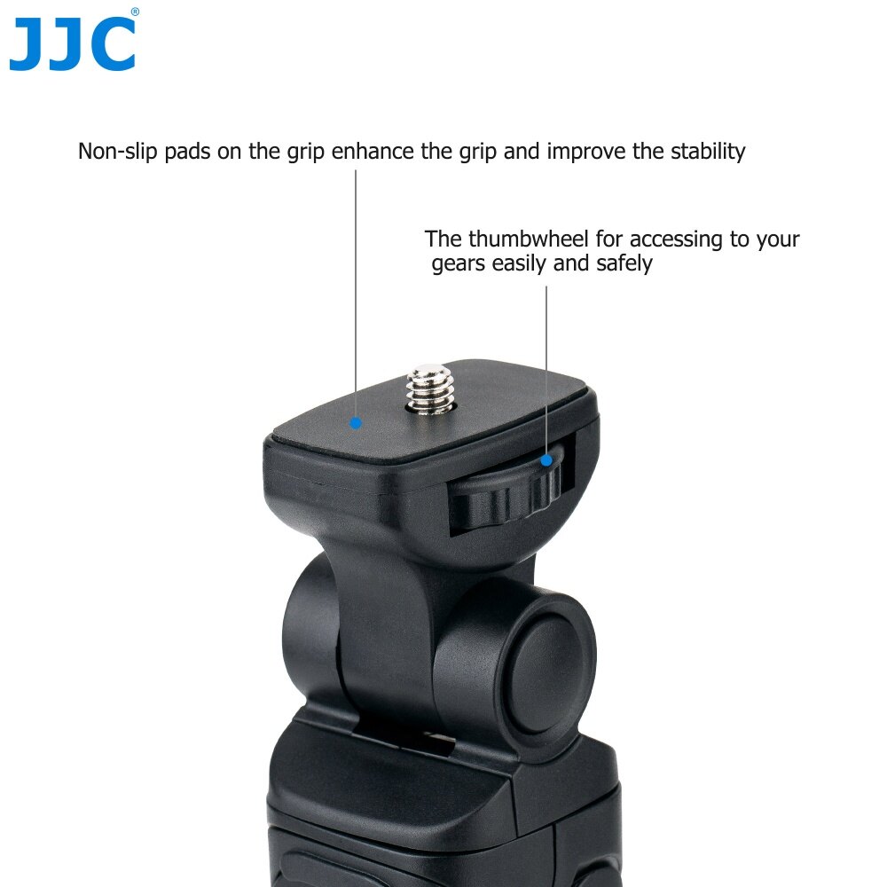 JJC TP-C1 vlog chụp grip mini máy ảnh tripod với bluetooth điều khiển từ xa không dây cho canon r100 r50 r8 r6 mark ii m50 mark ii eos rp r10 r7 r6 r5 r g7x mark ii 6d mark ii m200 m6 mark ii 850d powershot v10 G5X đánh dấu II, thay thế BR-E1 Canon