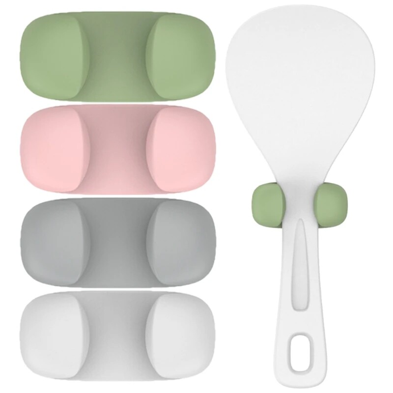 Rice Spoon Storage Rack Multifunctional Hooks Self-adhesive Holder Racks Wire Plug Organizer for Kitchen Accessories