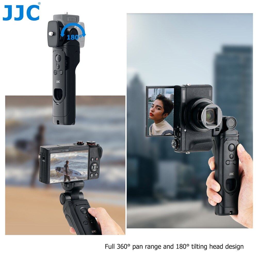 JJC TP-C1 vlog chụp grip mini máy ảnh tripod với bluetooth điều khiển từ xa không dây cho canon r100 r50 r8 r6 mark ii m50 mark ii eos rp r10 r7 r6 r5 r g7x mark ii 6d mark ii m200 m6 mark ii 850d powershot v10 G5X đánh dấu II, thay thế BR-E1 Canon