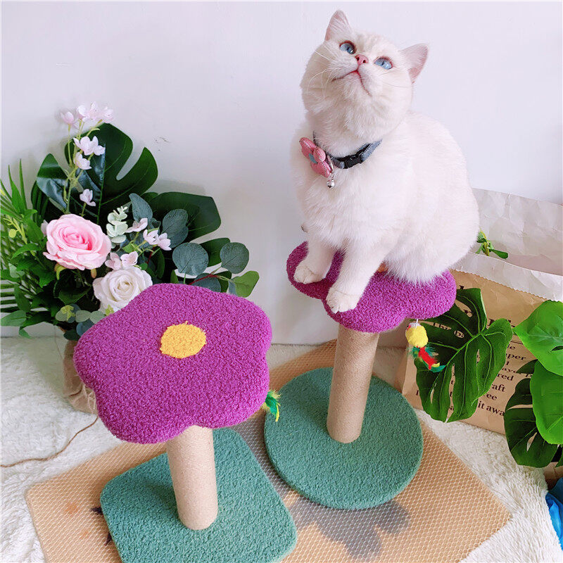 Mèo Chó Đầy Màu Sắc Hoa Tím Nhỏ Mèo Leo Khung Sisal Mèo Grabbing Ban LVYE Cổ Tích Cây Mèo Móng Vuốt Đồ Chơi Cảnh Quan Mài