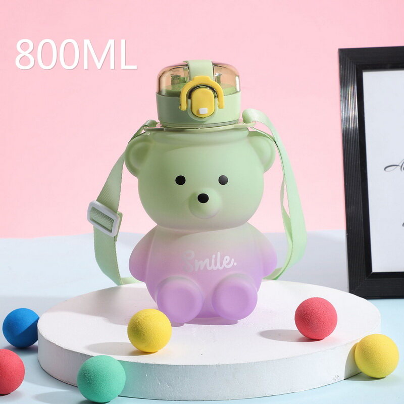 ABL 800ML Bear Kids Drinking Water Bottle Straw Cup Large-capacity Student Bottle Drink Portable Botol Air Shaker Bottle Shaker Bottle
