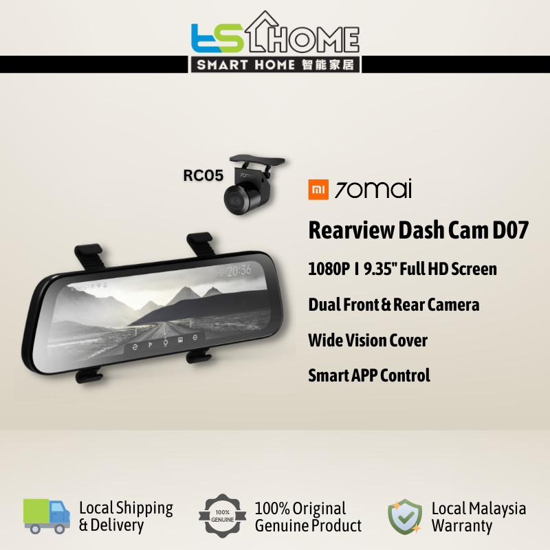 70mai D07 Rearview Dash Cam Wide RC05 Rear Camera Wide