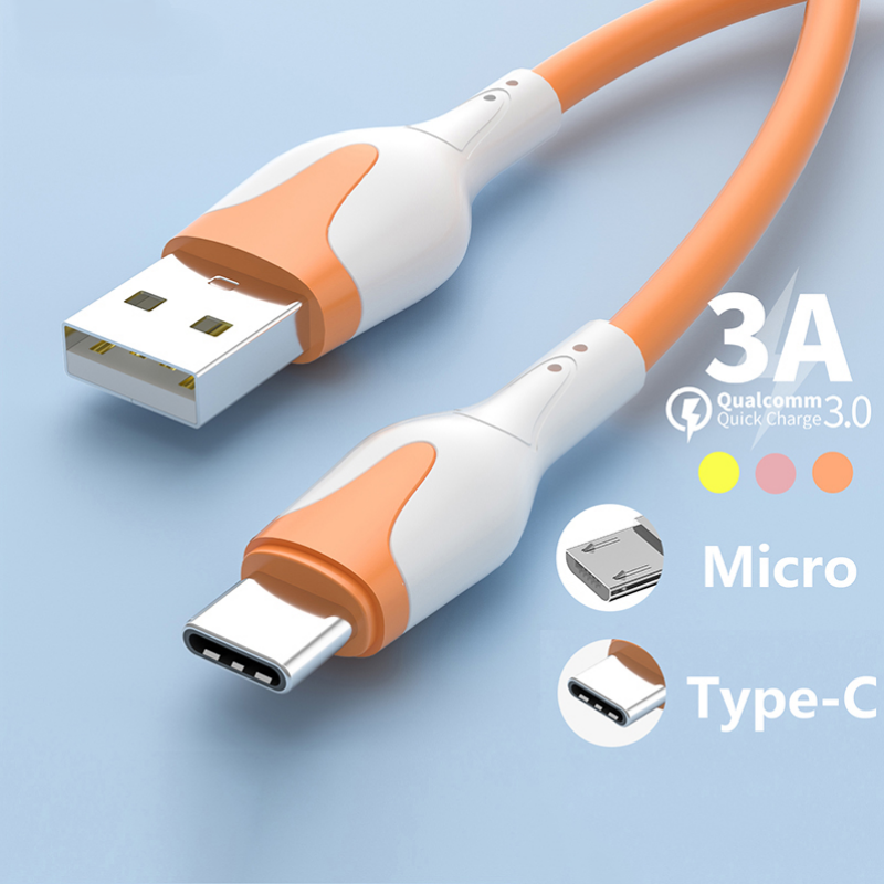 Cáp USB Sạc Nhanh 3A Cáp Type C Silicon Mềm Cáp Dữ Liệu Dây Sạc Cáp USB Điện Thoại