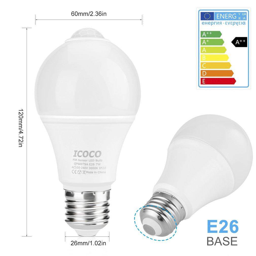 GGSHOP ICOCO 6 CẢM BIẾN Chuyển Động Cảm Biến Bóng Đèn LED Đèn Bóng Đèn E26 7 W 3000 K cho Cửa Nhà Để Xe