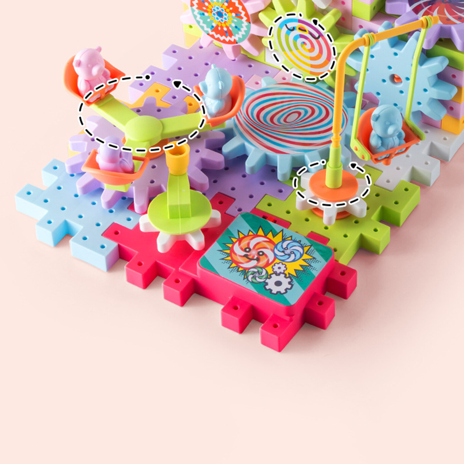 ASTELLA 1 Set Building Block Electronic Gears Hand-eye Coordination Improvement Variable Amusement Park Building Assembly Toy for Christmas Gift