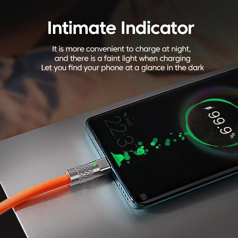 Twitch 120W 6A sạc nhanh loại USB C Cáp Silicone lỏng cáp Micro USB sạc nhanh USB-C các loại cáp sạc 1m/1.5m/2M màu xanh cam
