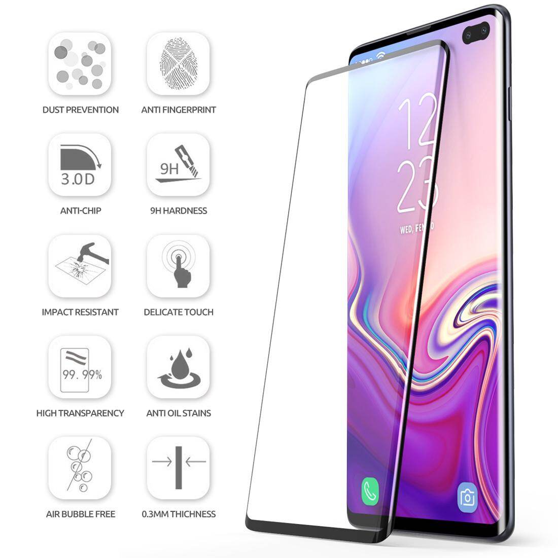 SUPCASE 3D Kính Cường Lực Cong Bảo Vệ Màn Hình Cho Samsung Galaxy S10/S10Plus [Hỗ Trợ Trong-Màn Hình Nhận Diện Vân Tay] Không Tạo Bọt Khí [Trường Hợp Thân Thiện Với] Miếng Bảo Vệ Màn Hình