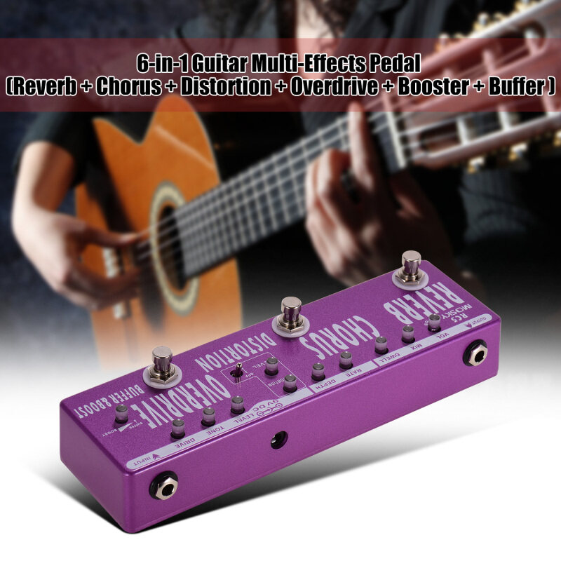 MOSKY Bàn Đạp Hồi Âm Đàn Guitar 6 Trong 1 RC5 + Hợp Xướng + Biến Dạng + Overdrive + Booster + Vỏ Kim Loại Đầy Đủ Đệm Với Bỏ Qua Thực Sự