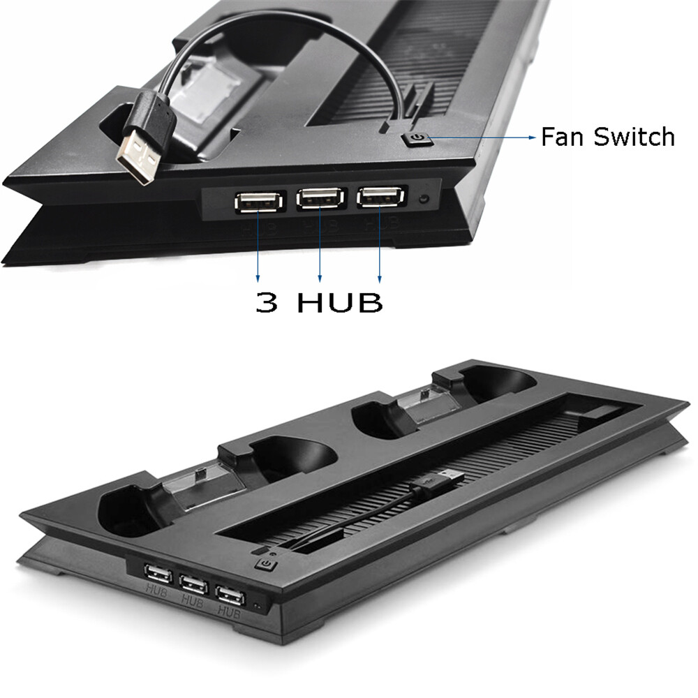 For PS4 Slim Vertical Stand with Cooler Cooling Fan Controller Charger Charging Dock Station For Play Station 4 Slim Games Accessories
