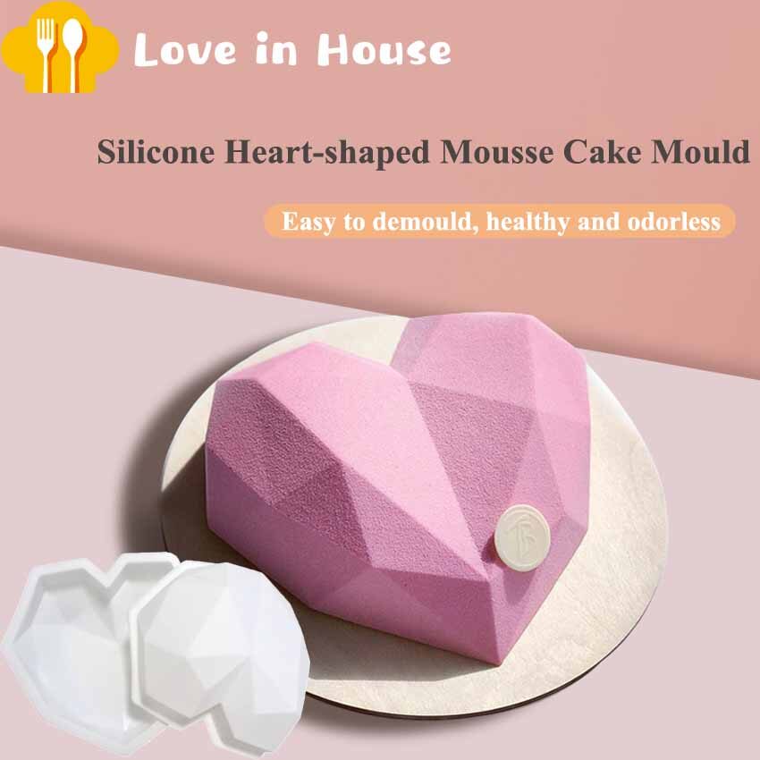 3D Silicone Large Heart Shape Cake Mould Geometric Baking Mold Tool Chocolate