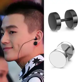 1 Pair Stud Earrings Korean Style Titanium Steel Dumbbell Men's Earrings  Tide Male Black Silver Blue Gold Earrings Student Earrings For Man【requires  ear piercing】 | Lazada PH