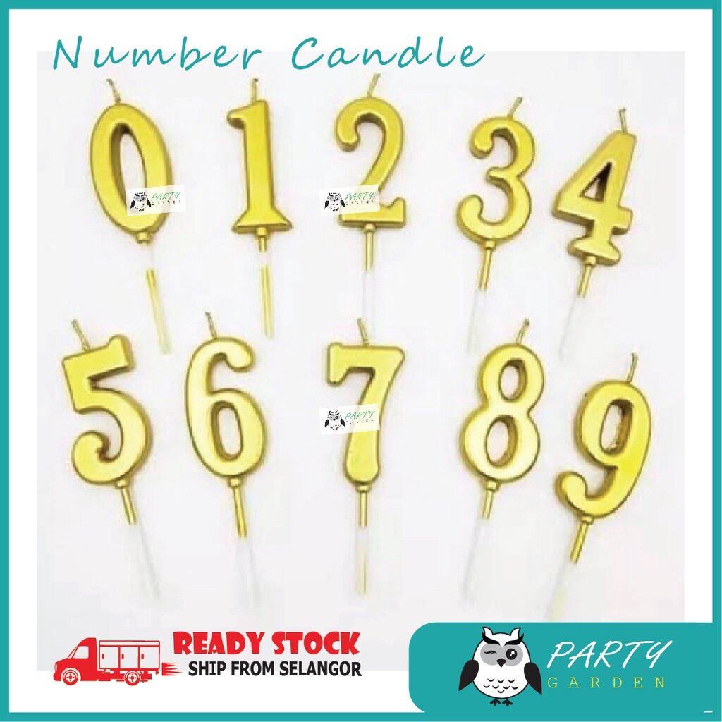 Gold Number Candle / Birthday Candle / Lilin hari jadi Lazada