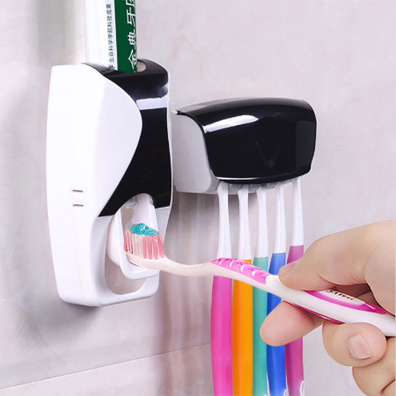 Bathroom Accessories Set Toothpaste Squeezer Automatic Release Toothbrush Holder Wall Mounted Bathroom Tool Rack Set